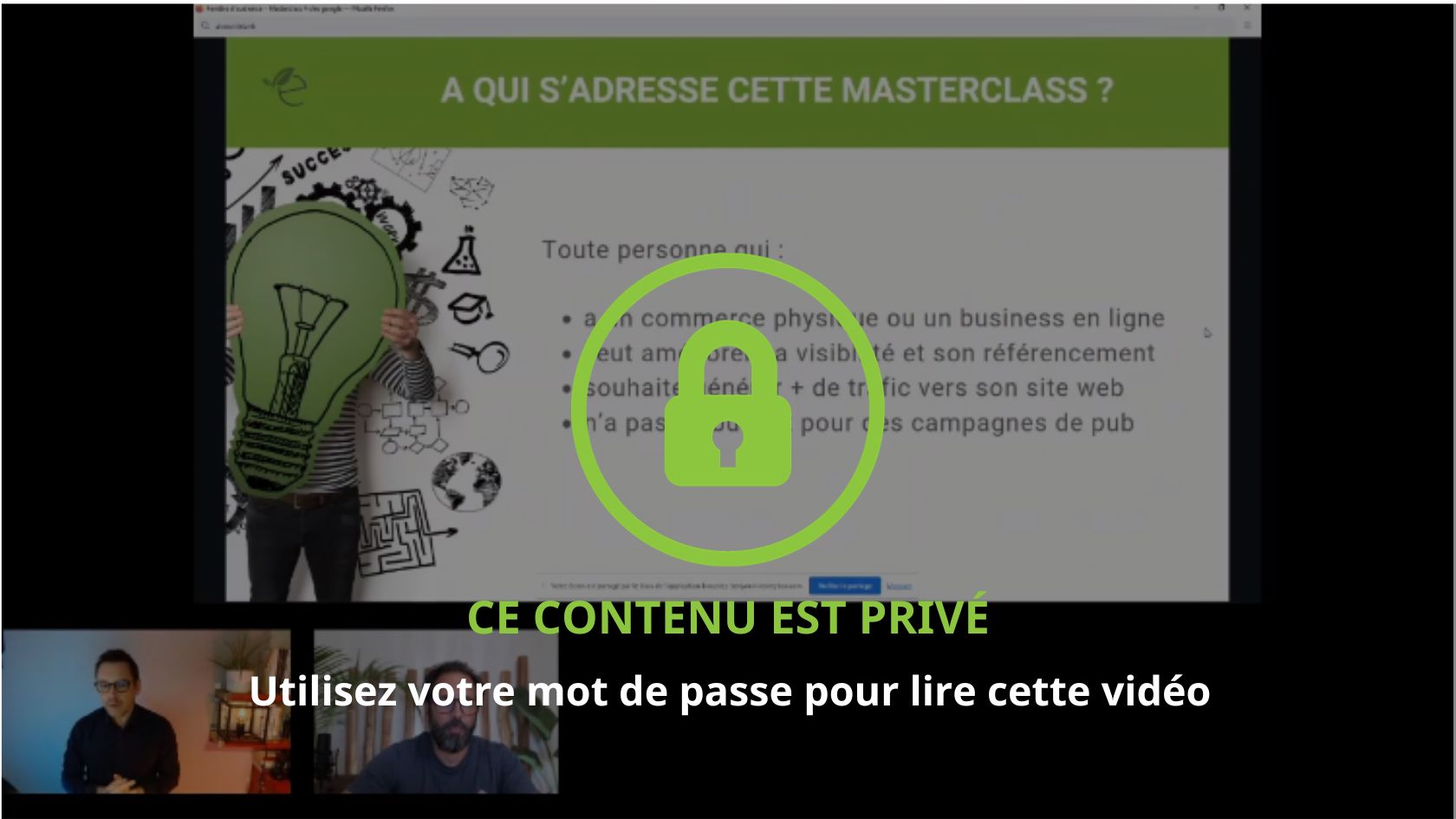 Témoignage, Replay Masterclass