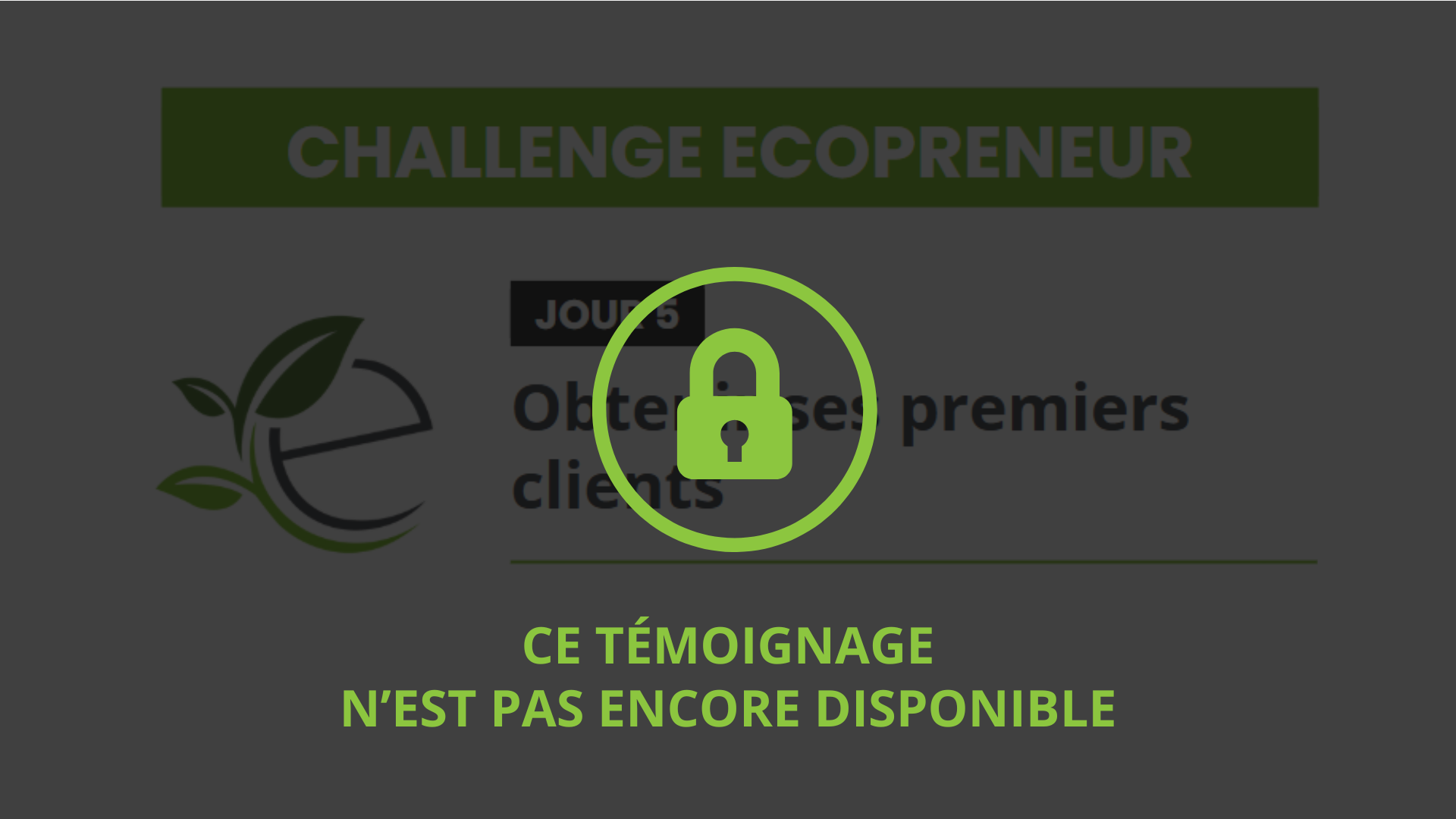 T&eacute;moignage, T&eacute;moignages Ecopreneur